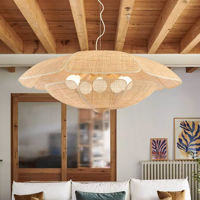MARKET SET Lampada a sospensione Coquillage, dimmerabile, Legno chiaro, Soggiorno / Sala da pranzo, Legno, Design, Lampada a sospensione