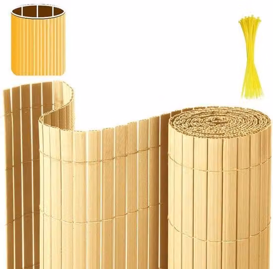 Pannello divisorio in PVC per esterni, dimensioni 0,8 x 4 metri, colore bambù, per garantire privacy, ideale per giardini e balconi