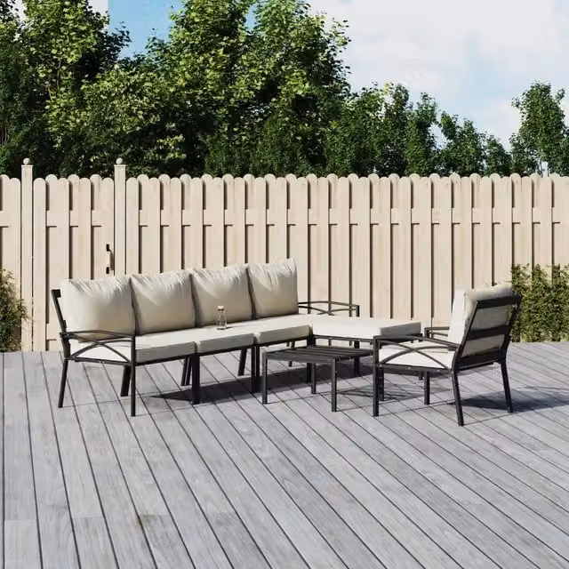 Set Salotto da Giardino 7pz con Cuscini Sabbia in Acciaio 3187957