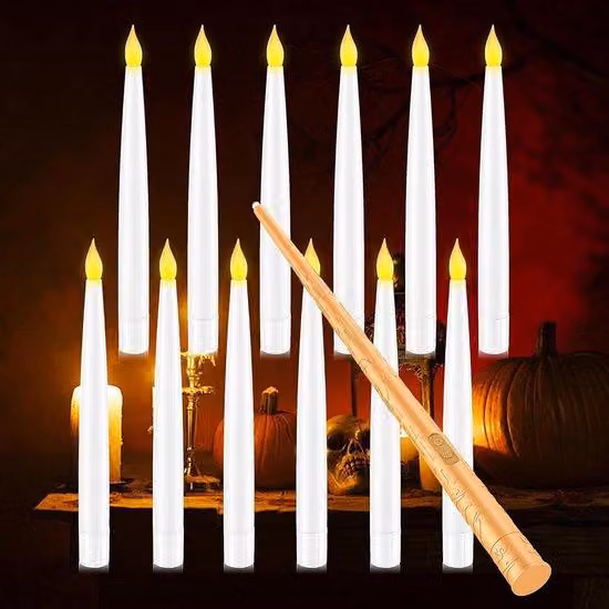 Illuminazione per pomeriggi in famiglia - Coni LED lampeggianti con telecomando - 12 candele LED alimentate a batteria - Luce calda per feste di famiglia e matrimoni