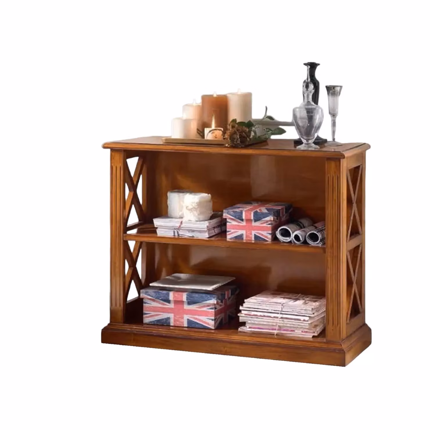 Retrodivano libreria classico in legno Bassano marrone L: 100 cm, P: 38 cm, H: 81 cm - Mobili 2G – 2