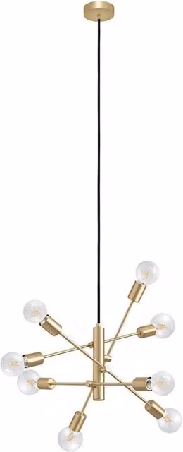 Lampadario a sospensione industriale Eglo Gradoli con 8 luci in metallo, disponibile in ottone spazzolato o nero – 1