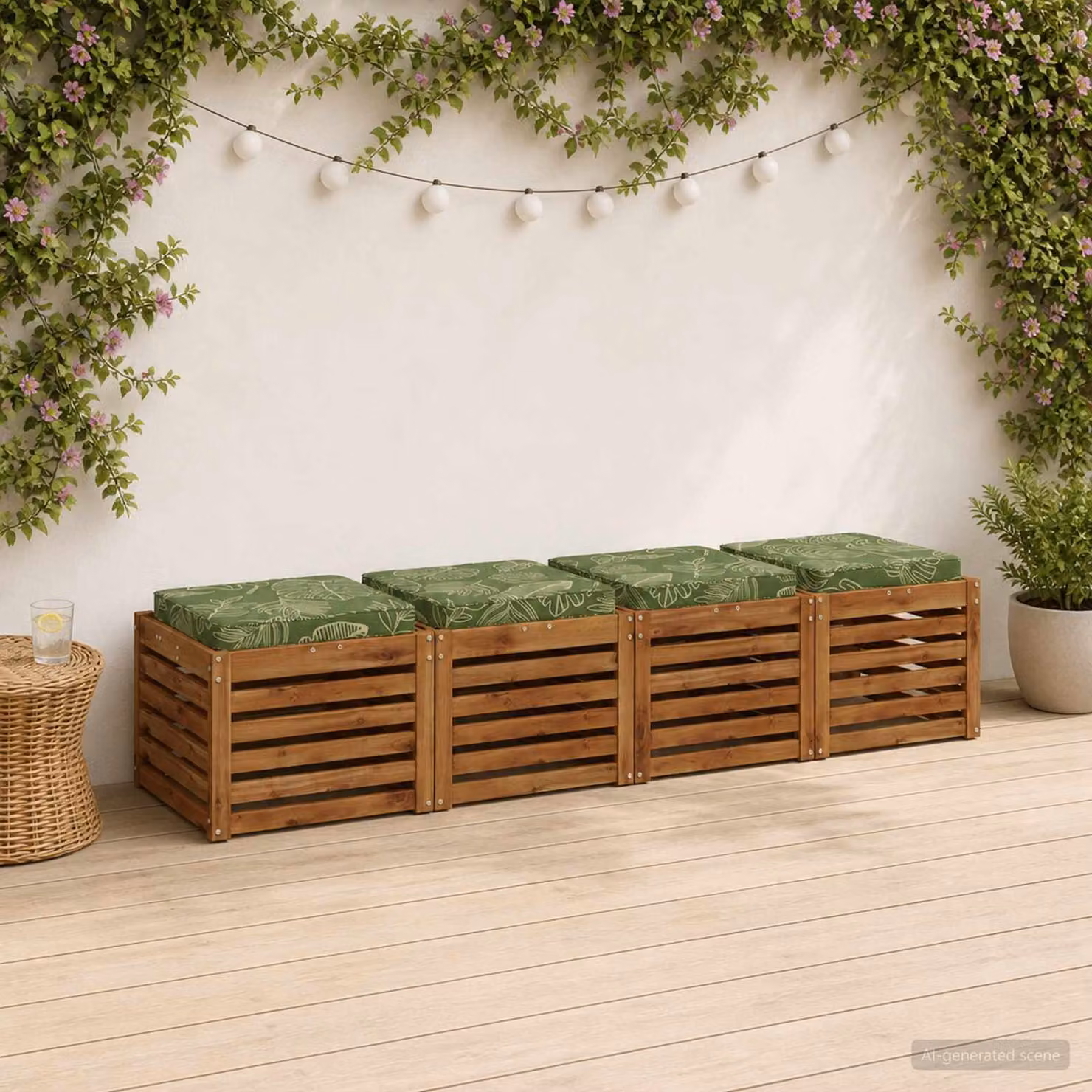 Set di 4 cuscini per sedia vidaXL VUGHT in poliestere verde con rivestimento rimovibile e lavabile