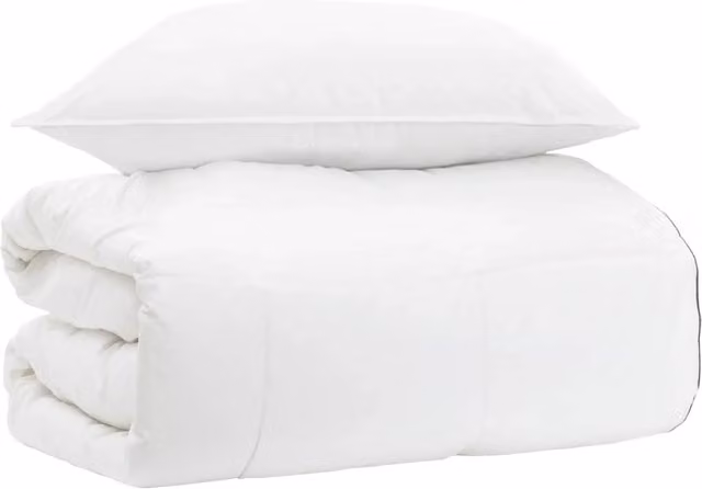 Set di Piumoni e Cuscini vidaXL Bianco in Cotone e Bambù L: 137 cm x P: 200 cm
