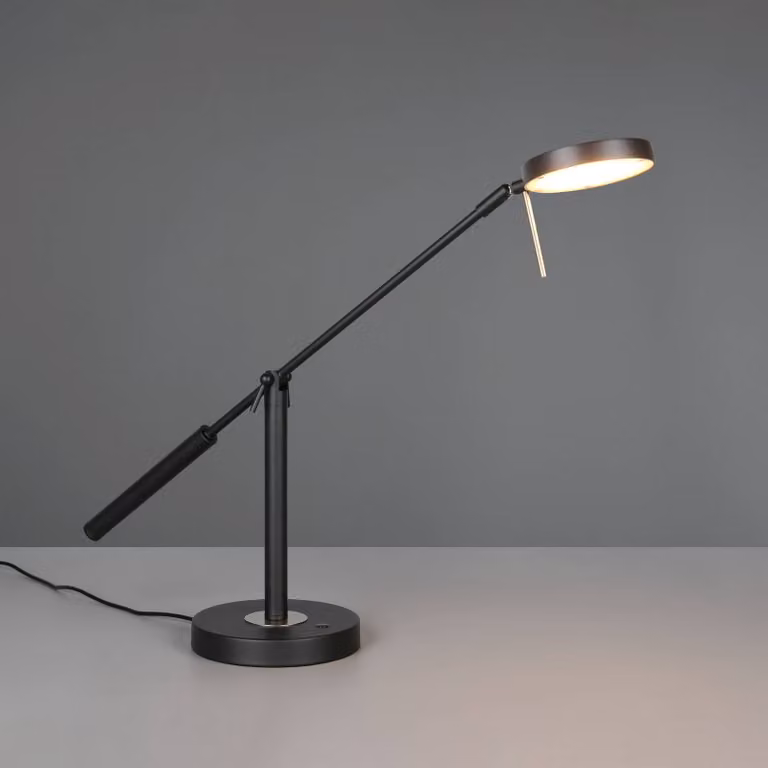 Trio Lighting Lampada da scrivania Monza, dimmerabile, Nero, Studio / Ufficio, Metallo, Moderno, Lampada da tavolo