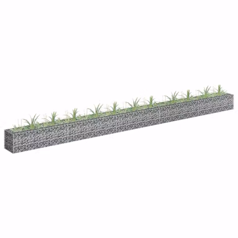 vidaXL Letto Rialzato a Gabbione in Acciaio Zincato Grigio L: 450 cm, P: 30 cm, H: 30 cm