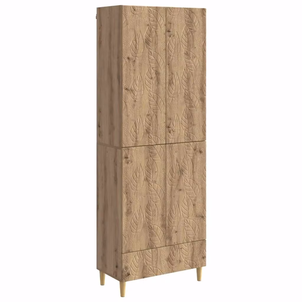 Set di 2 armadi moderni vidaXL in legno e MDF color rovere marrone con illuminazione integrata e cassetti interni – 2
