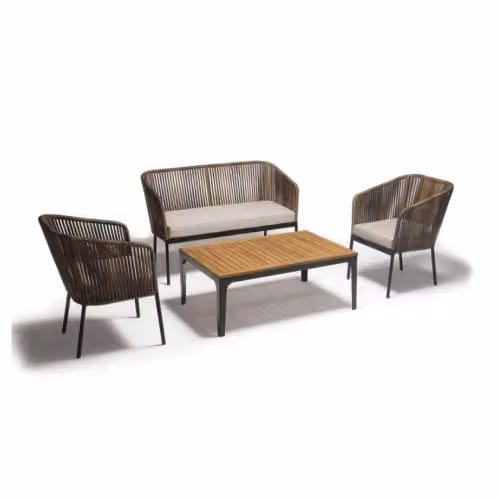 Set sedie e tavolo da esterno 4 pezzi realizzato in metallo verniciato