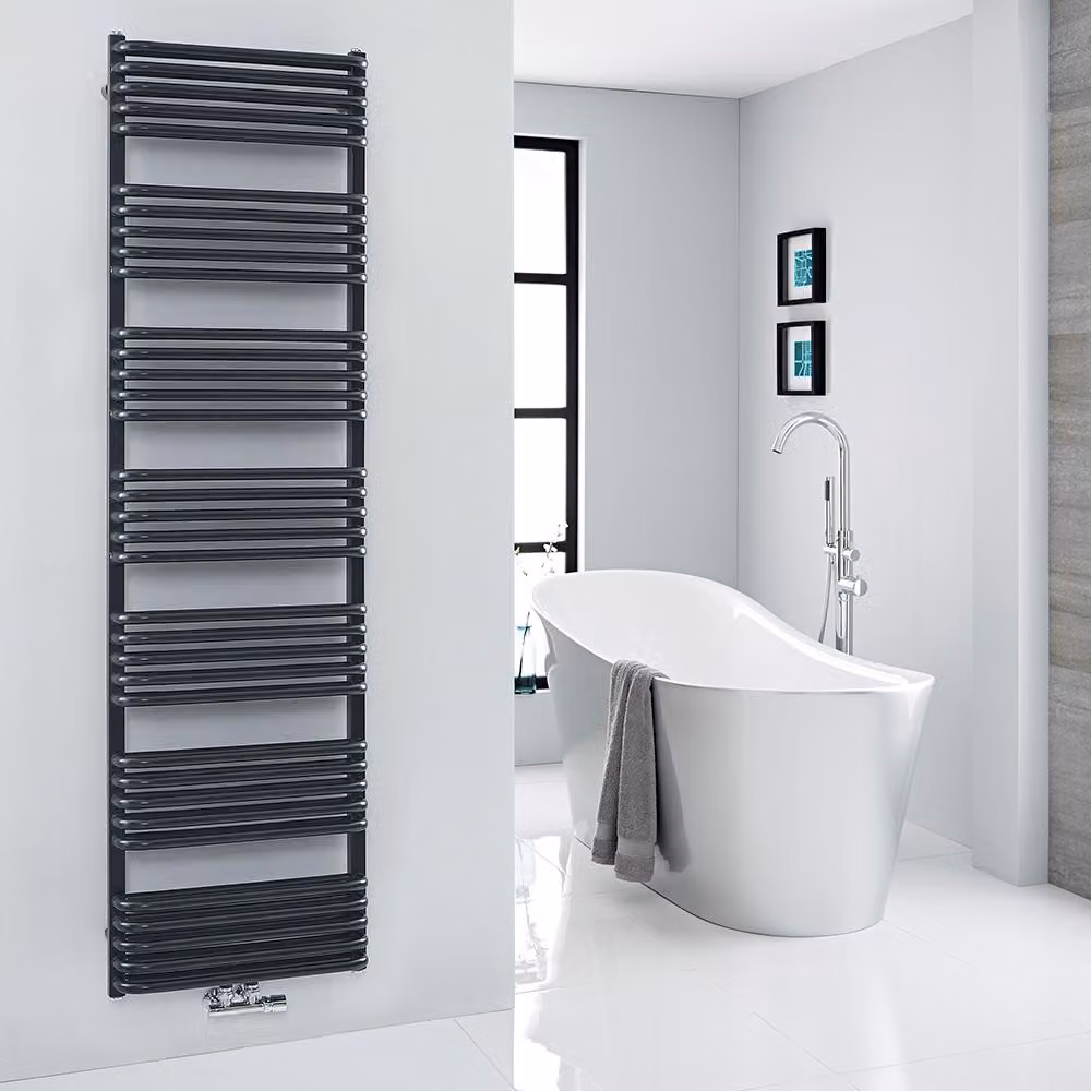 Scaldasalviette Nero Attacco Centrale 1800x500mm - Termoarredo Bagno - Arch