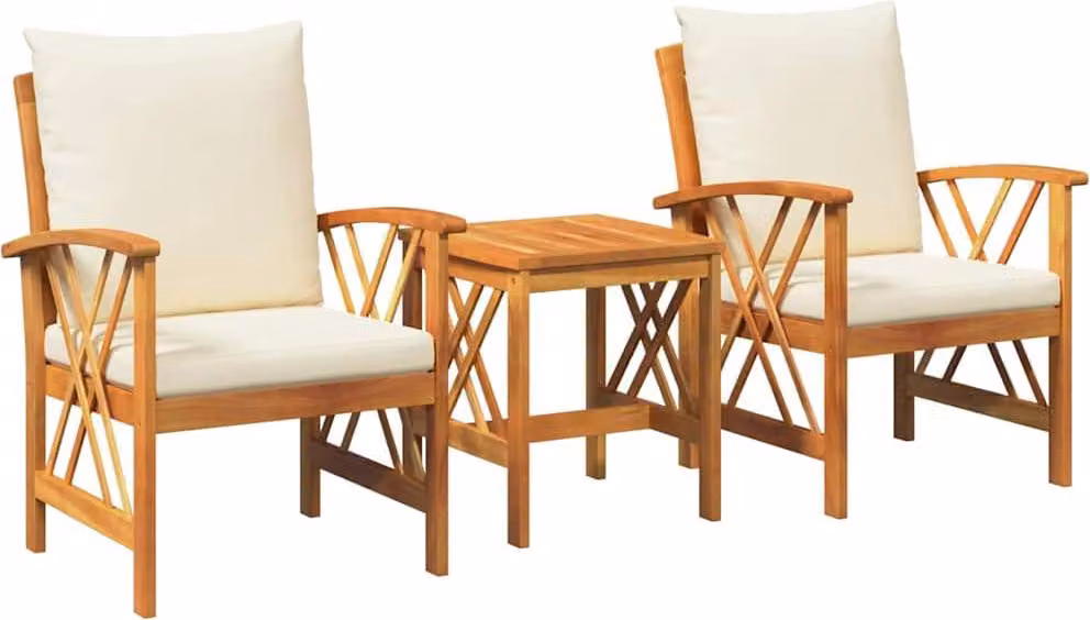 Set Divano da Giardino con cuscino 3 pcs Olio Naturale