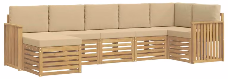 Set di divani da esterno, 7 pezzi, color beige