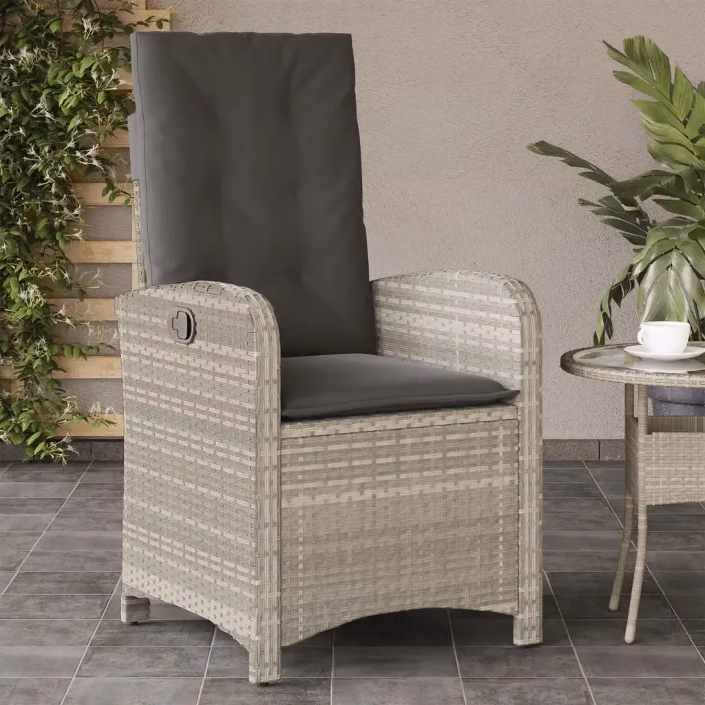 Sedia Reclinabile da Giardino in Polyrattan con Cuscini Grigio Antracite e Struttura in Metallo – 2