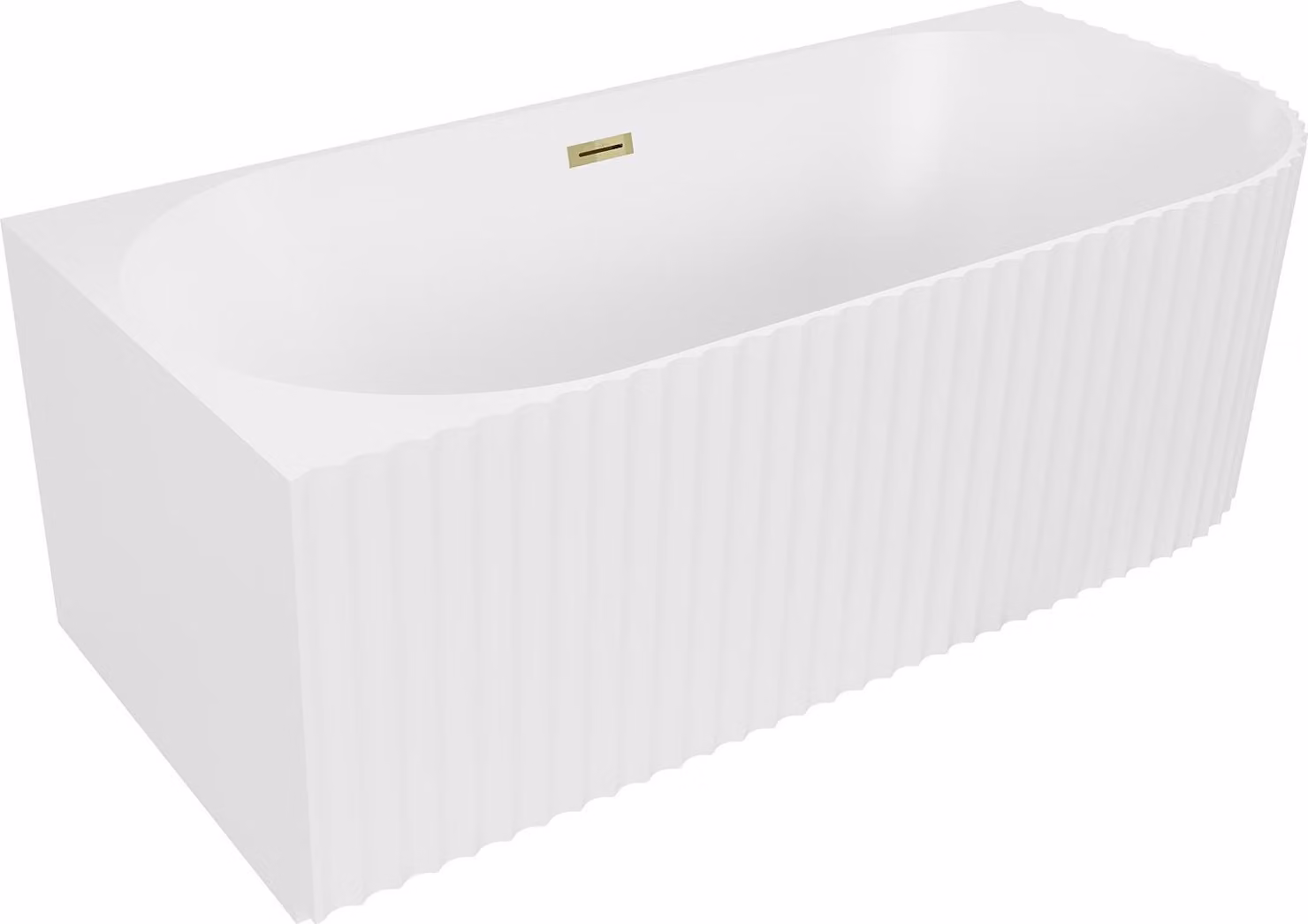 Mexen Gia vasca da bagno freestanding ad angolo sinistra 170 x 80 cm, bianca opaca, troppo pieno dorato - 52701708001L-50