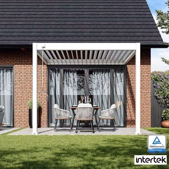 Pergola Bioclimatica Ombréa VS addossata in alluminio Bianca L: 300 cm
