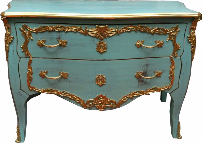 Casa Padrino Cassettone barocco turchese/oro stile antico 130 cm - Realizzato a mano in legno massello - Edizione limitata