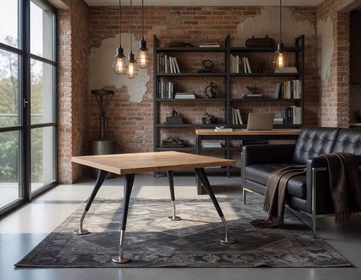 Pratico tavolino da salotto dal design minimalista, realizzato in legno e metallo