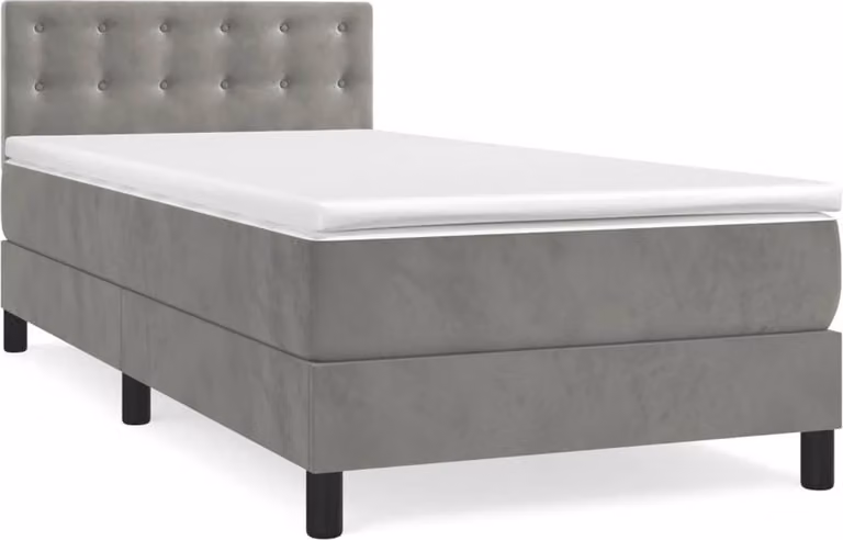 Giroletto a Molle con Materasso Grigio Chiaro 100x200cm Velluto