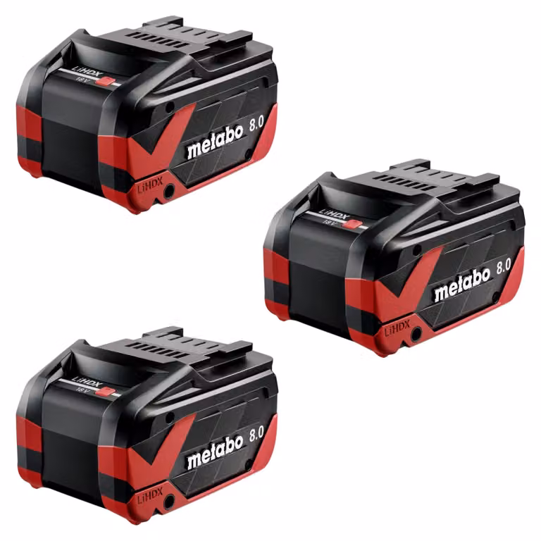 Metabo 3x batteria LiHDX 18 V 8,0 Ah CAS agli ioni di litio ( 3x 624975000 )