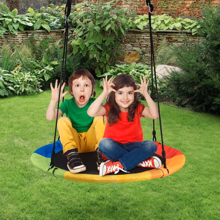 Altalena a nido Costway in tessuto multicolore per bambini con diametro di 100 cm e portata massima di 150 kg