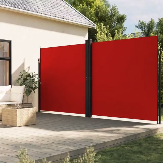 Tenda da Sole Laterale Retrattile vidaXL in Poliestere Rossa L: 1200 cm, H: 200 cm – 1