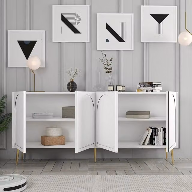 Madia Torno, Credenza 2 Ripiani, 180x35x80h cm Bianco
