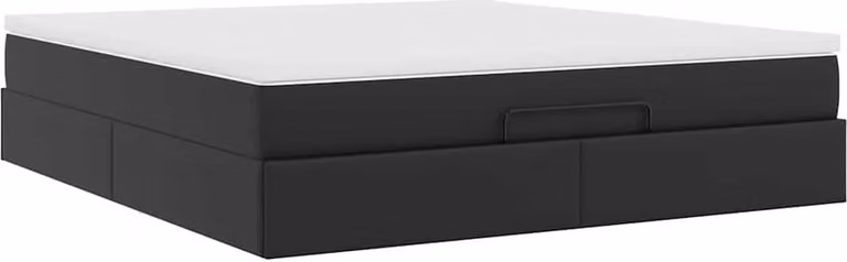 Struttura Letto Pouf con Materasso Nero 180x200 cm Pelle finta