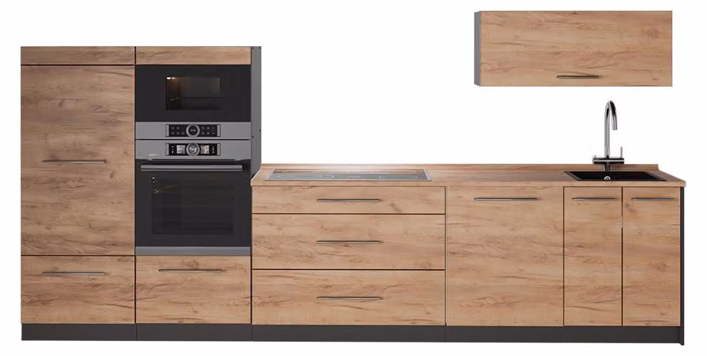Cucina componibile Vicco Fame-Line Rovere dorato/Antracite 340 cm, PL Rovere, Model 64483
