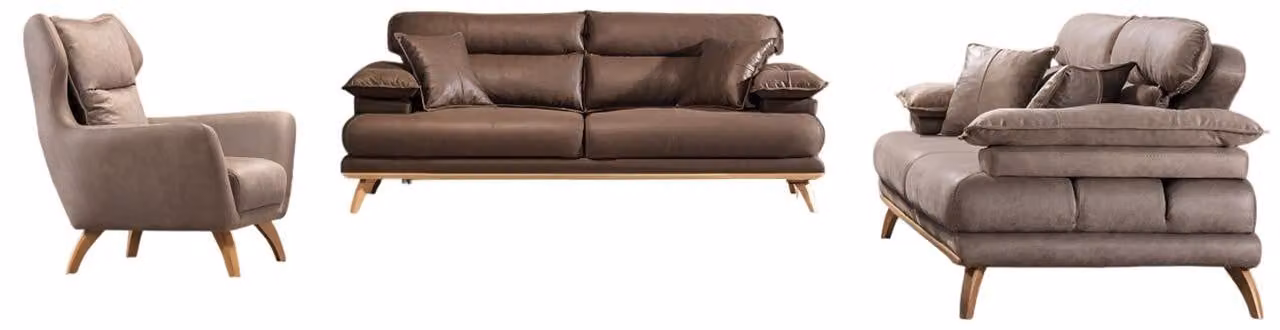 Designer Ledersofas Wohnzimmer Ledercouch Edler 3-Sitzer Sessel