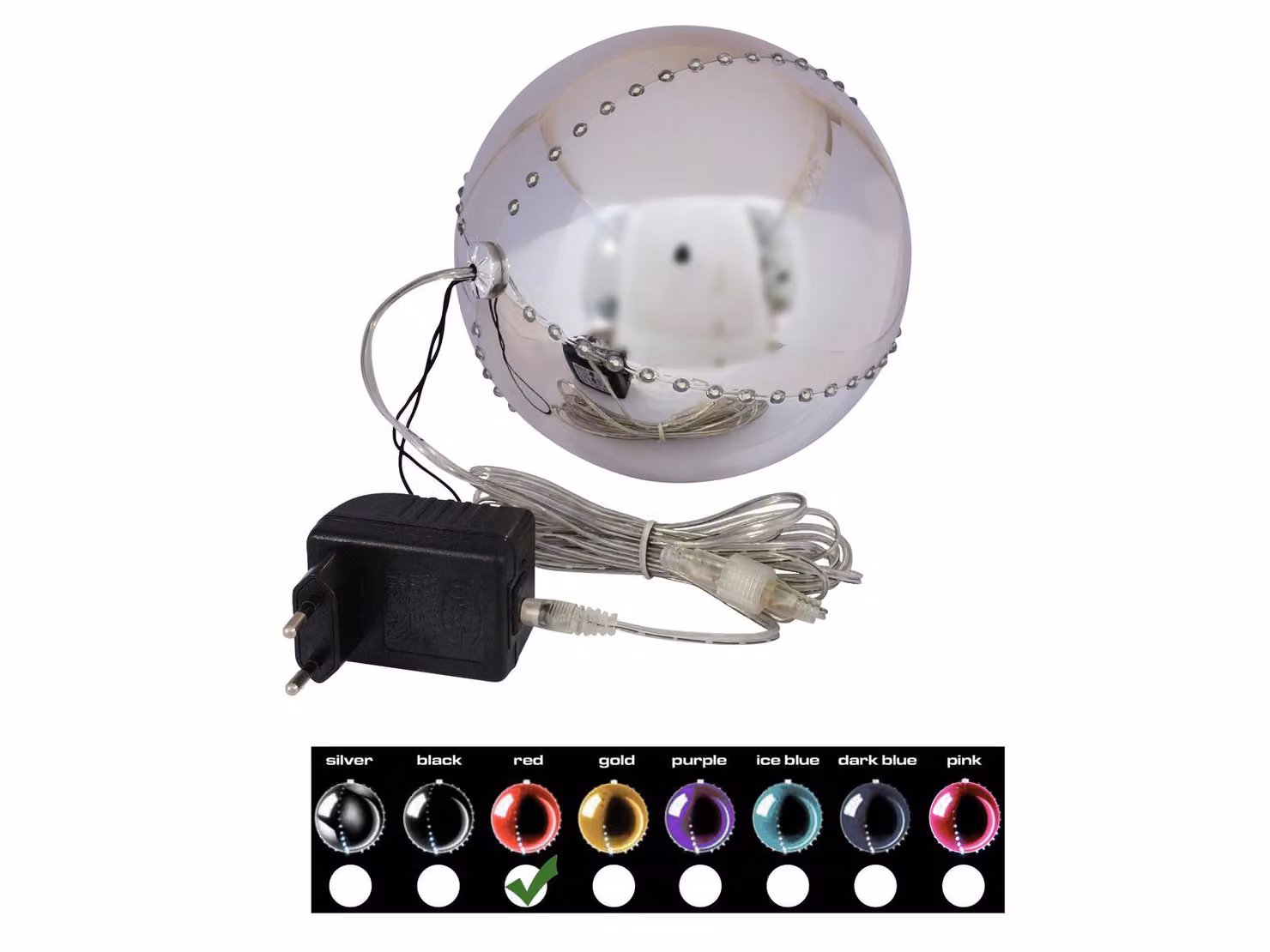 EUROPALMS Palla di neve LED 15 cm, rosso