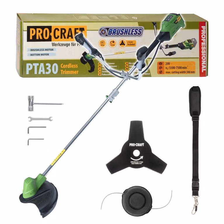 Decespugliatore a batteria Procraft PTA30 20 V 300 mm Brushless Solo - senza batteria, senza caricabatterie