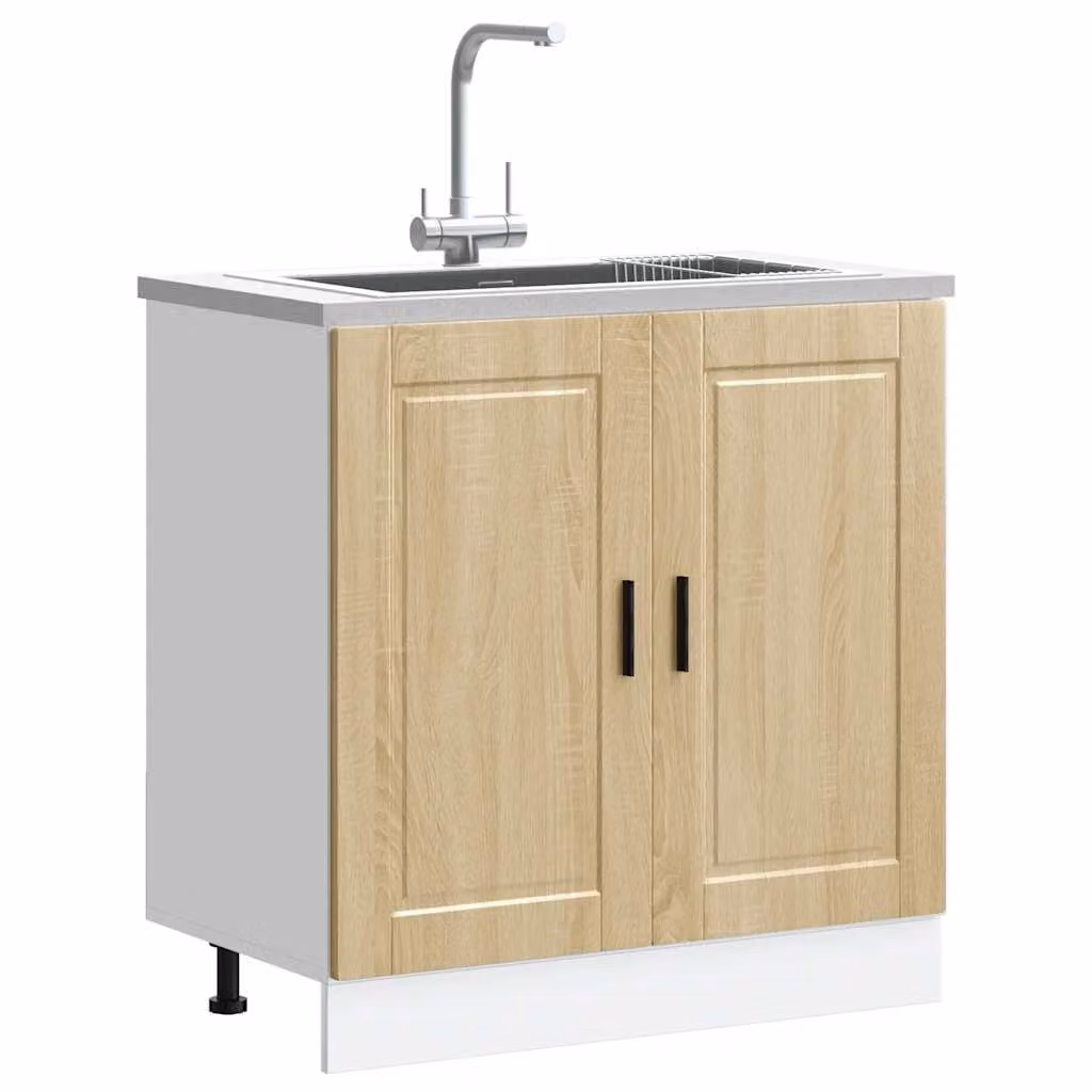 Base lavello mobile vidaXL moderno in MDF e composito, colore marrone, L: 80 cm, P: 46 cm, H: 81,5 cm