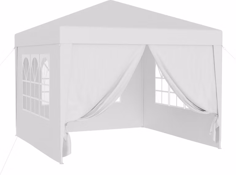 Padiglione Wiltec 3 x 3 m in bianco con protezione UV 50+, padiglione da giardino con lati rimovibili, tenda per feste con finestre, ad esempio per terrazze e festival
