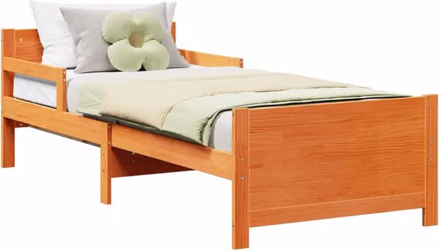 Letto singolo | Letto per adulti | Struttura del letto con testiera Marrone cerato 80 x 200 cm