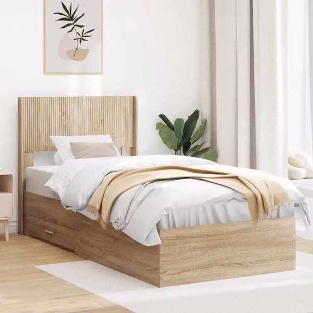 Struttura del letto con stoccaggio e testata Rovere Sonoma 3414501