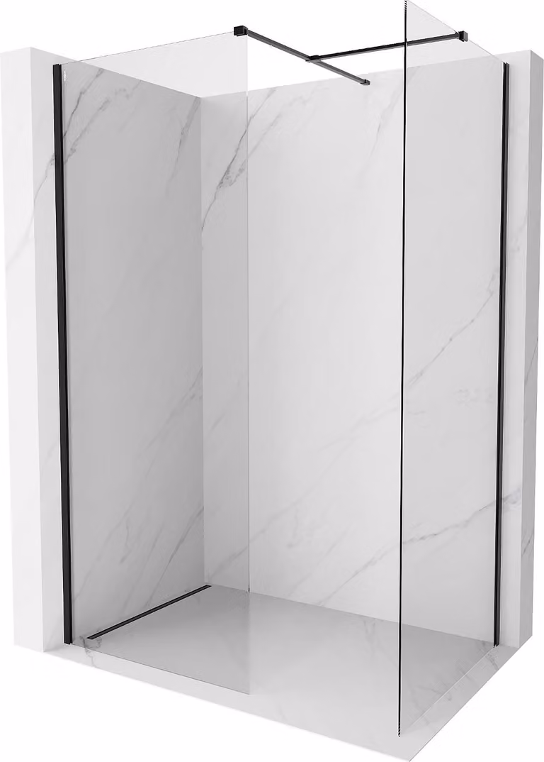 Mexen Kioto-X Parete doccia Walk-in 130 x 110 cm, trasparente 10 mm, nero - 800-130-202-70-00-110-X