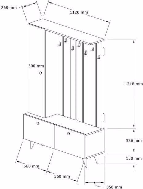 Mobile da ingresso in legno "Lala" - 112 x 35 x 170 cm - Bianco