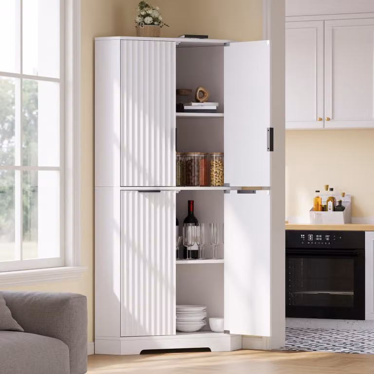Mobiletto a parete STILVORA con 4 ante e ripiani interni regolabili, armadietto contenitore, mobiletto portaoggetti per cucina, sala da pranzo e soggiorno