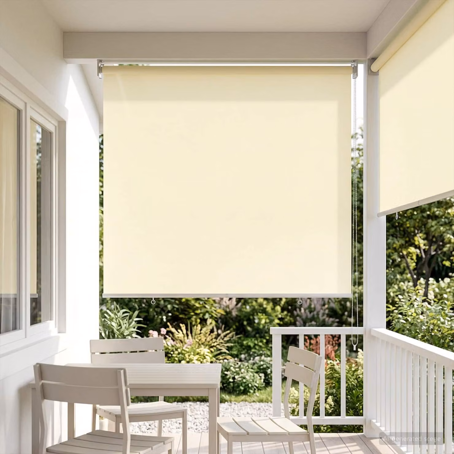 Tenda da sole a rullo vidaXL con protezione UV in poliestere, colore beige, montaggio a parete, azionamento manuale