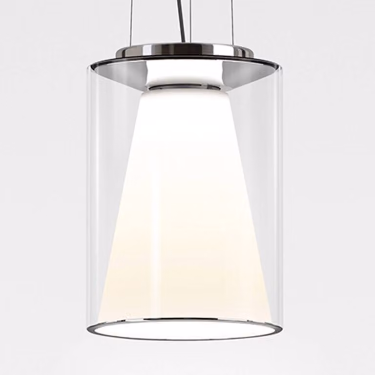 Serien Lighting Lampada a sospensione Drum S, dimmerabile, Chiaro / Trasparente, Soggiorno / Sala da pranzo, Vetro, Moderno, Lampada a sospensione