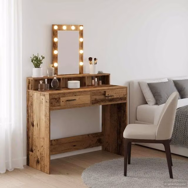 Tavolo da trucco moderno vidaXL in legno marrone L: 100 cm, P: 41 cm, H: 140 cm