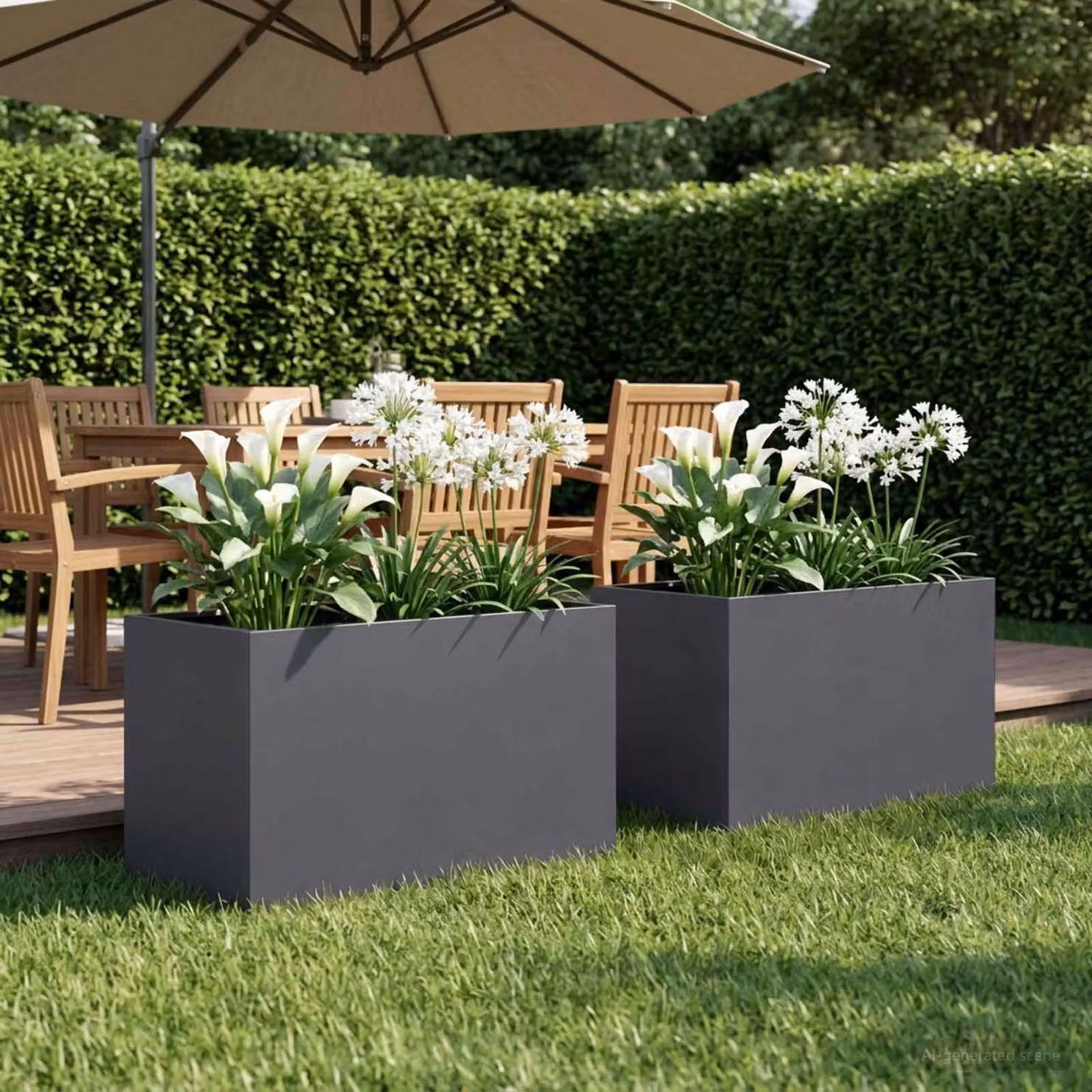 Set di 2 vasi da giardino vidaXL in metallo colore antracite L 50 x P 40 x H 40 cm