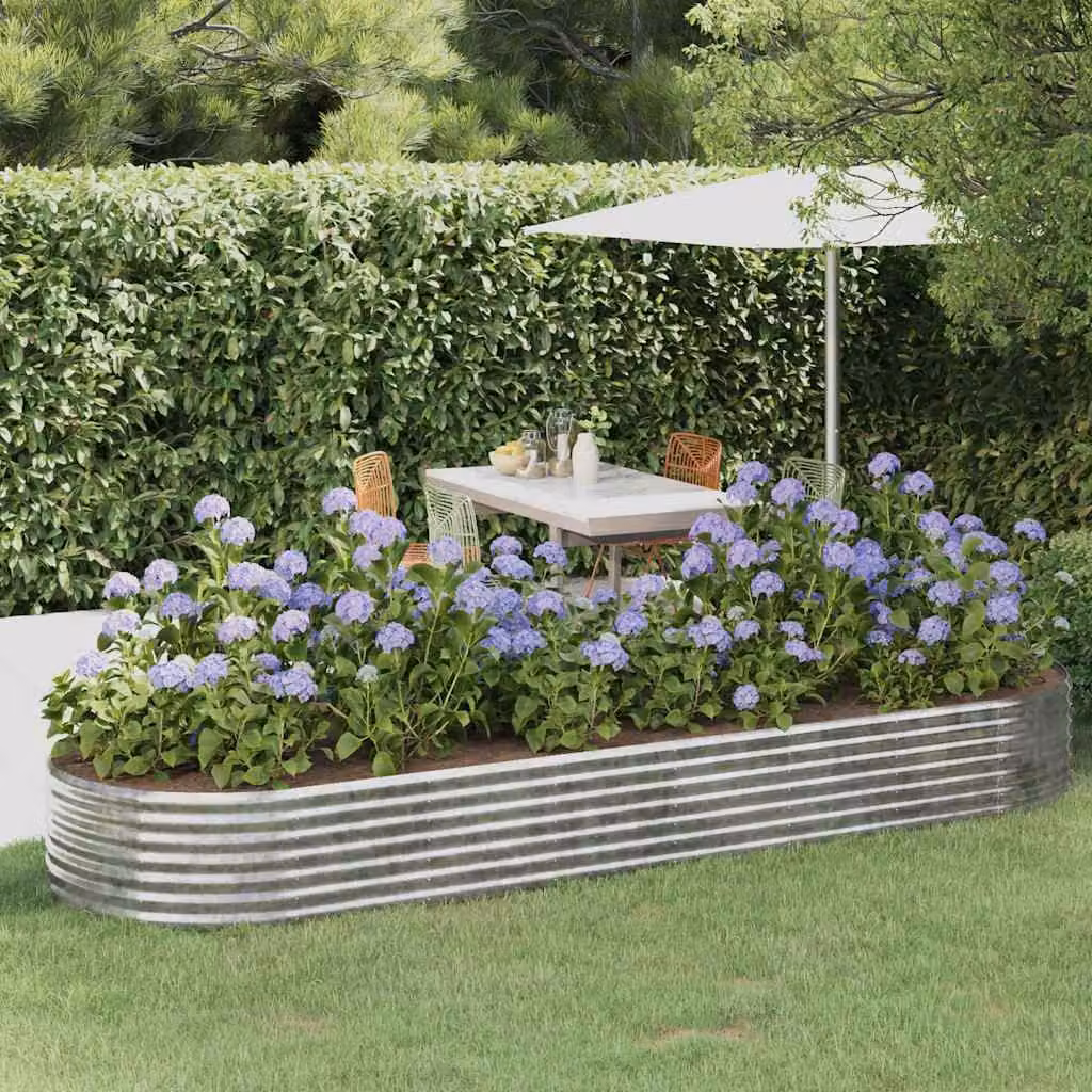Letto da giardino rialzato vidaXL in acciaio zincato argento L: 322 cm, P: 100 cm, H: 36 cm