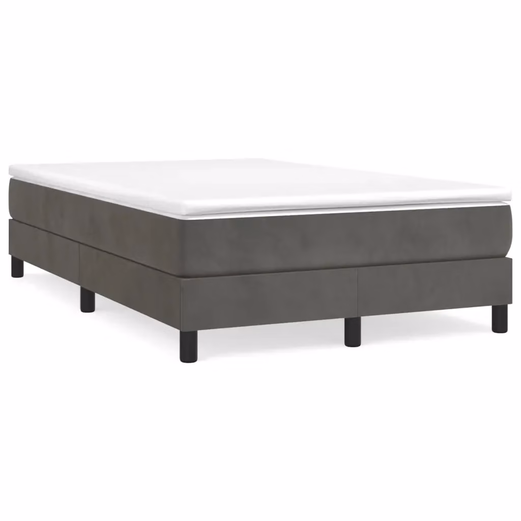 Letto a Molle Ibrido vidaXL con Materasso in Velluto Grigio e Bianco L/P/H: 120 x 200 cm – 2