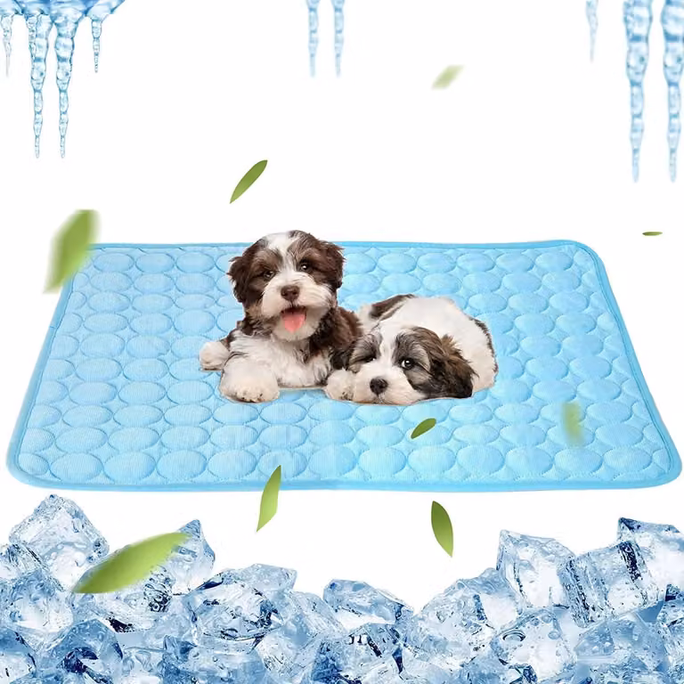 Tappetino refrigerante per cani e gatti, dimensioni 40x30 cm, realizzato in tessuto effetto ghiaccio, lavabile, colore blu