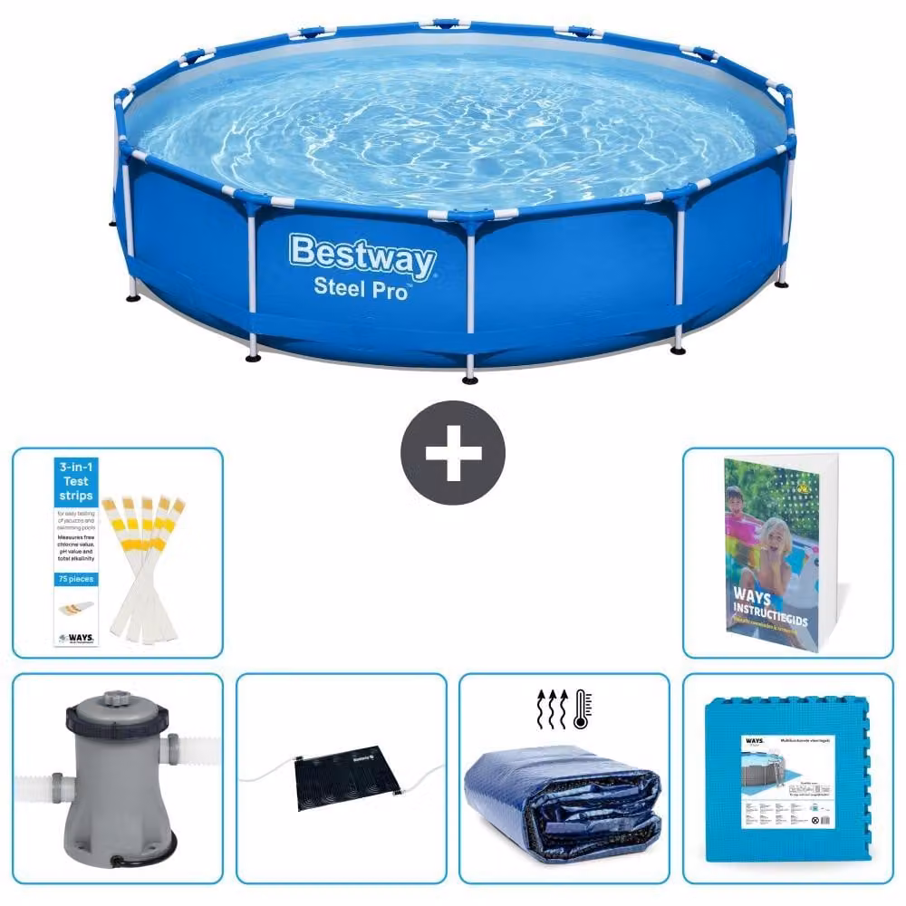Bestway Steel Pro, piscina in acciaio, rotonda - 366x76 cm - composta da 5 parti, modello S340