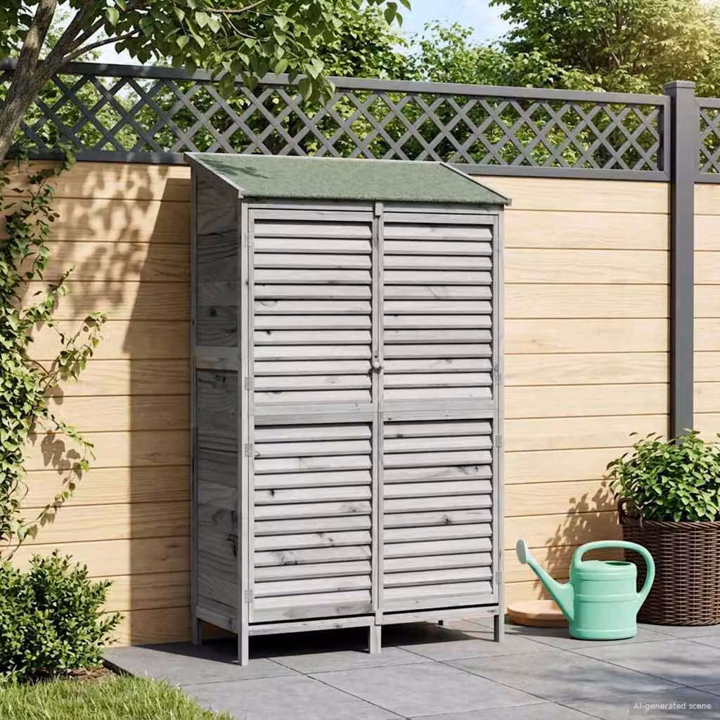 vidaXL Capanno da Giardino Moderno con Tetto Grigio L/P/H: 106 x 56 x 176,5 cm