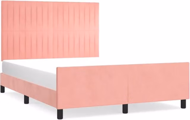 Letto matrimoniale | Letto per adulti | Giroletto con Testiera Rosa 140x200 cm in Velluto