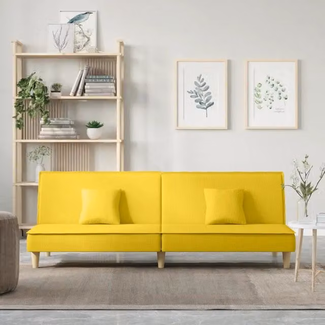Divano Letto Giallo Chiaro in Tessuto 351904