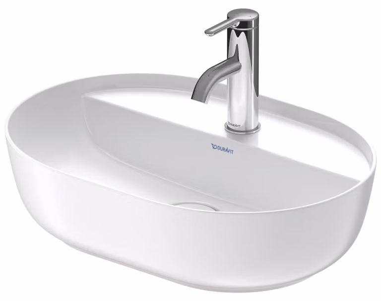 Duravit Luv vasque à poser 50x35cm, sans trop-plein, avec plage de robinetterie, 1 trou pour robinetterie, rectifié, 0380502600, 0380502600
