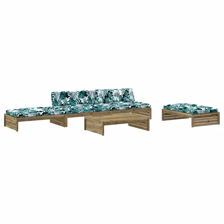Set Divani da Giardino 5pz con Cuscini Legno Impregnato di Pino